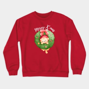 Merry X’mas, Meowy Christmas, cute and adorable Christmas cat. Crewneck Sweatshirt